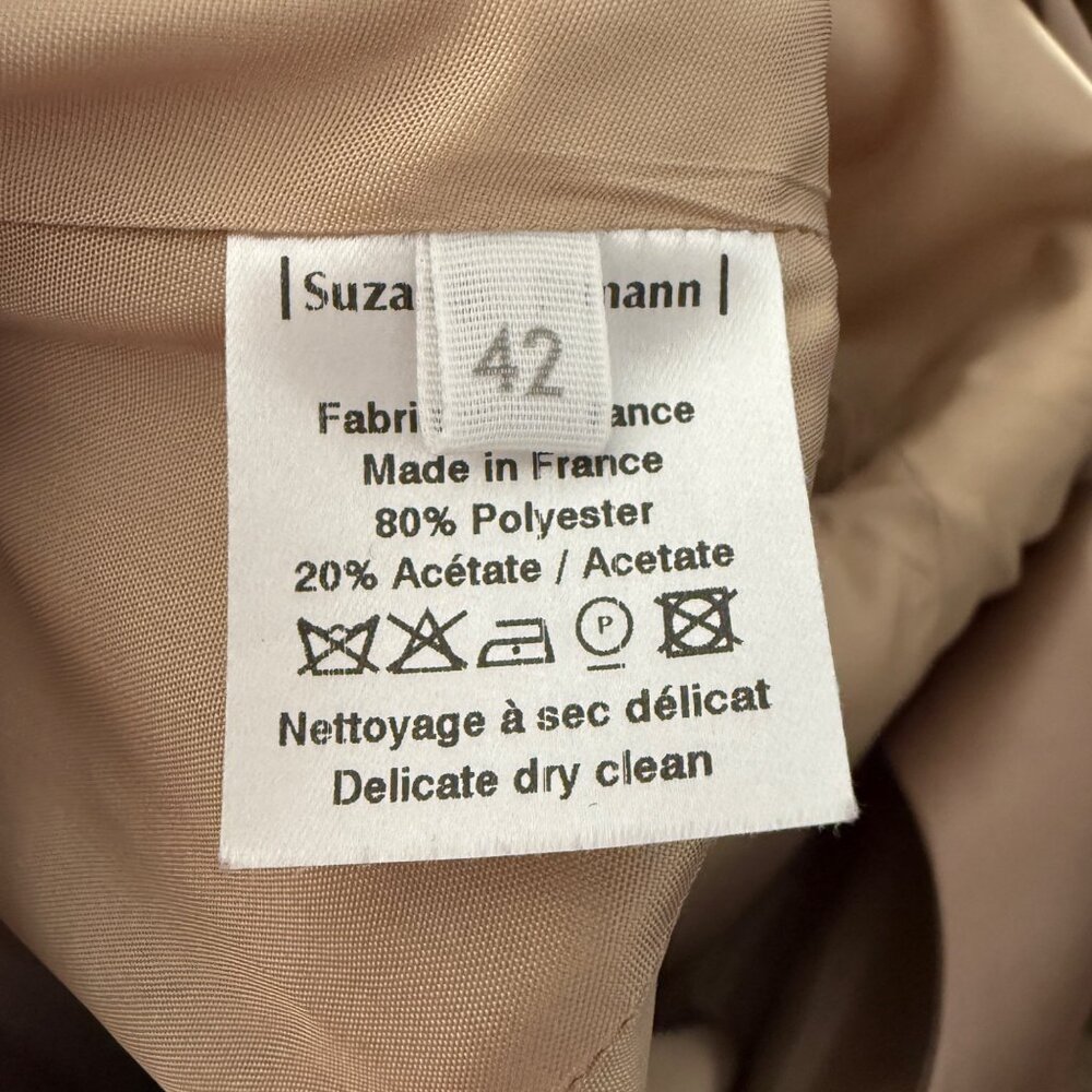 Suzanne Ermann Womens Sleeveless Satin & Sheer Dress Open Back Size 42 Made In F - Picture 7 of 9